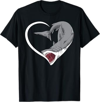 Shark Shirts For Women Girls Kids Heart Cute Shark T-Shirt