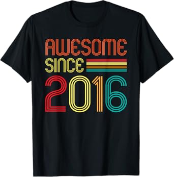 Awesome Since 2016 9 Years Old Retro Vintage 9th Birthday T-Shirt