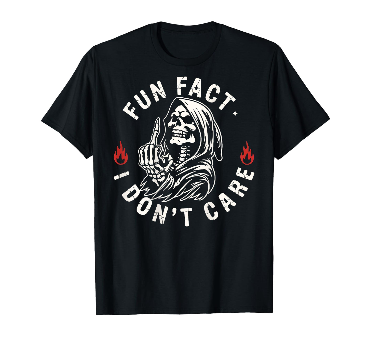 (ON Back) Fun Fact I Don't Care Grim Reaper Skeleton T-Shirt