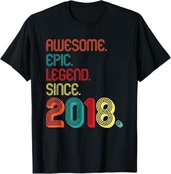 Awesome Epic Legend Since 2018 7 Years Old 7th Birthday T-Shirt