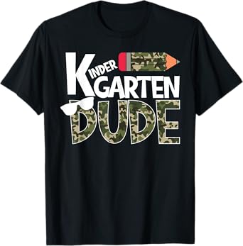 Kindergarten Dude Camo Print Back to School Boys Toddler T-Shirt