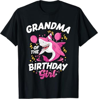 Grandma of The Birthday Girl Shark Ocean Matching Family T-Shirt