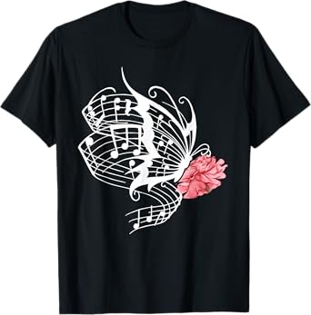 Music Butterfly Music Note Music Teacher Lover T-Shirt for Men Women Girls Kids