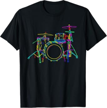 Neon Drumming Set - Drummer Band Percussion Player T-Shirt