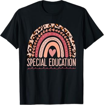 Special Education Shirt Teacher SPED Leopard Boho Rainbow T-Shirt for Men Women Girls Kids