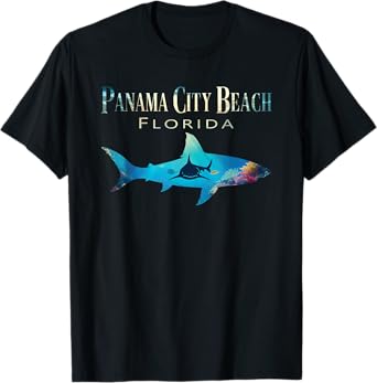 Panama City Beach Shirt Retro Panama City Beach Fl Shark Men Women Kids T-Shirt
