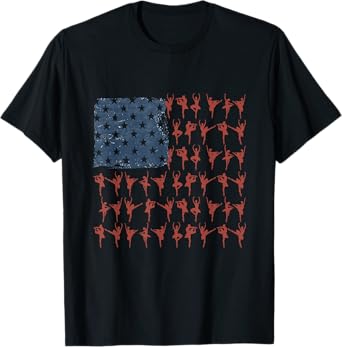 Vintage Ballet Dancer Gift American Flag July 4th Graphic T-Shirt
