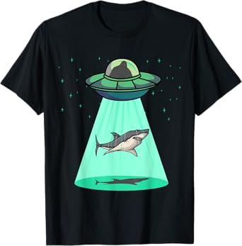 Megalodon Giant Shark Alien Abduction T-Shirt