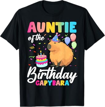 Auntie Of The Birthday Capybara Girl Bday Party Family T-Shirt