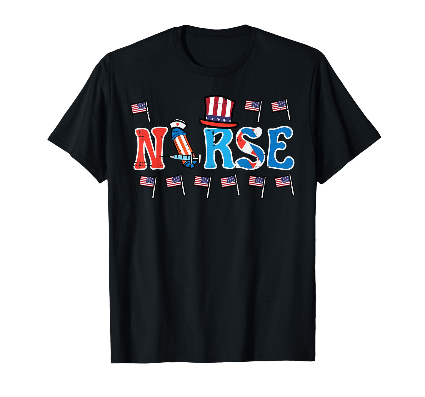 4th Of July Nurse US Flags Patriotic Scrub Top Women Men T-Shirt