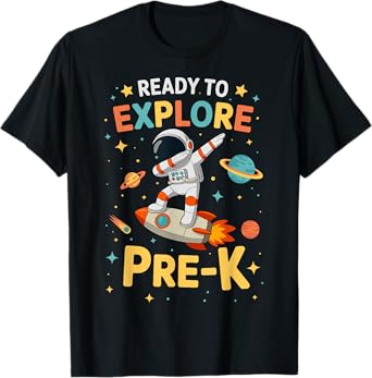 Ready to Explore Pre-K Astronaut 1st Day of Prek Boys Space T-Shirt