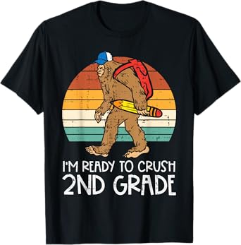 Bigfoot Sasquatch Crush 2nd Grade Second First Day Of School T-Shirt
