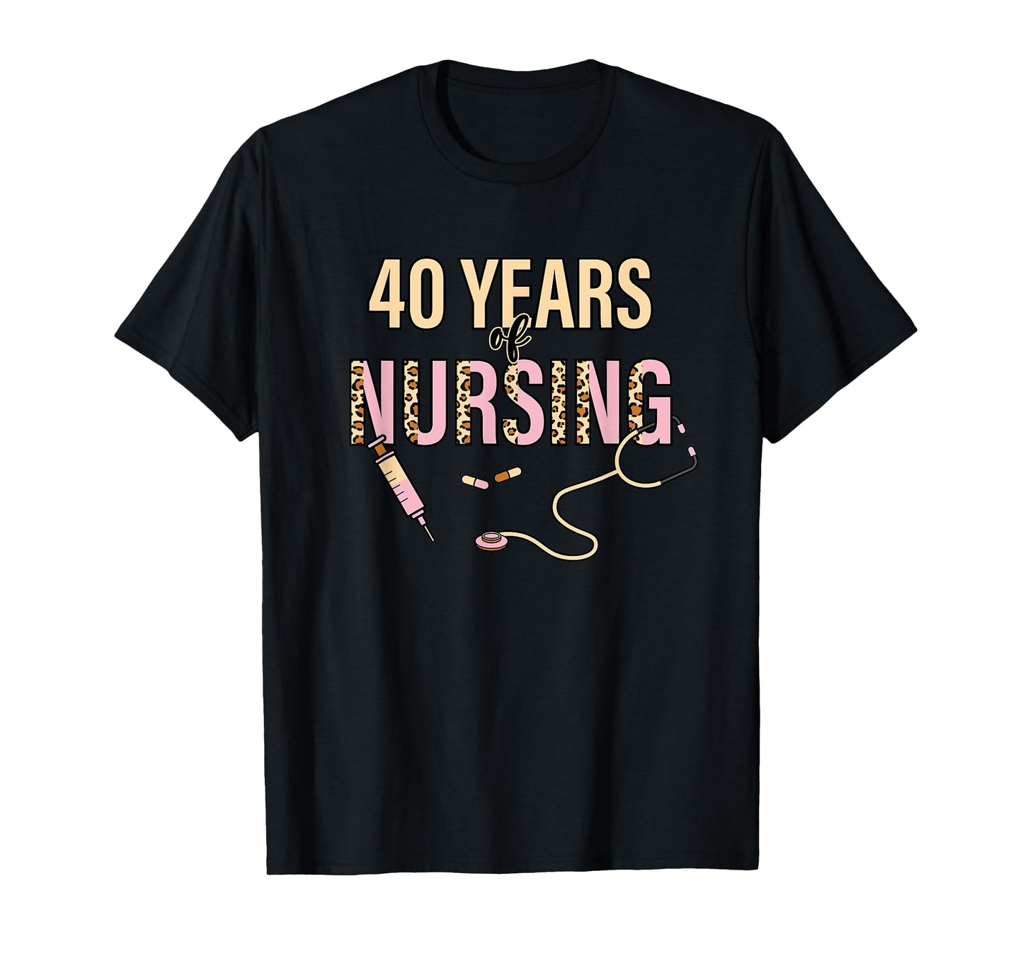 40 Years of Nursing 40th Nurse Anniversary Leopard Print T-Shirt