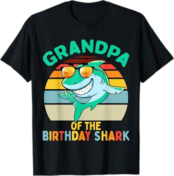 Grandpa Matching Family Shark Birthday T-Shirt