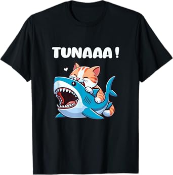 Cat Shark, Funny Cat Biting Shark, Cute Shark and Cat T-Shirt