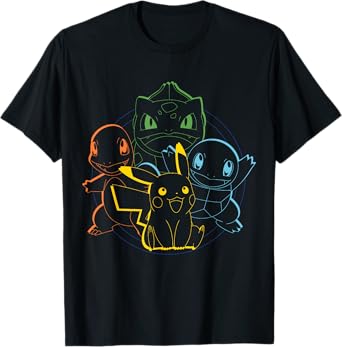 Pokémon - Pikachu Charmander Bulbasaur Squirtle Kanto Circle T-Shirt