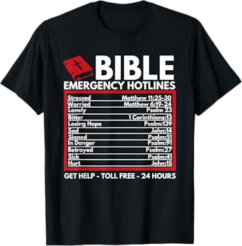 Bible Emergency Numbers - Funny Christian Bible & Jesus T-Shirt
