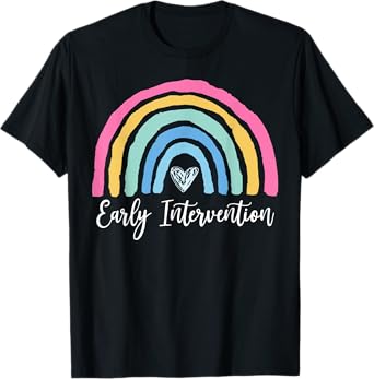 Rainbow Early Intervention Heart Teacher Interventionist T-Shirt