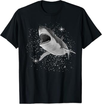 Shark Black and White Starry Stars T-Shirt