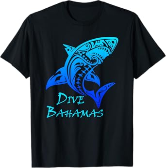 Dive Bahamas Tribal Shark Vintage Vacation Gift T-Shirt