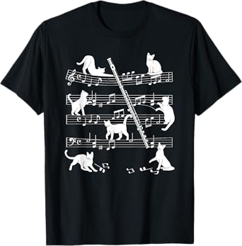 Flautist or Flutist Cats for Cat loving Flute player T-Shirt