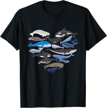 Whales Heart Shaped - Marine Biologist Whale Lover Wildlife T-Shirt