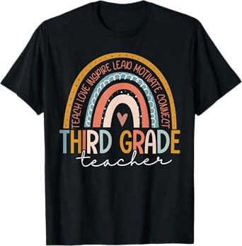 Third Grade Teacher Teach Love Inspire Back To School Men Women Girls Kids T-Shirt