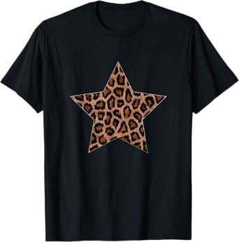 Star Shape - Cute Cheetah Leopard Print Graphic T-Shirt