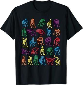 ABC Sign Language Chart Teacher Hand Letter Alphabet ASL T-Shirt