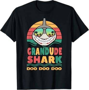 Grandude Shark Father's Day Papa Dad Grandpa Men Gift T-Shirt