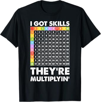 I Got Skills They're Multiplying Nerd Funny Math Teacher T-Shirt