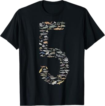 Shark Lover Type of Sharks Five Years BDAY 5th Birthday Tee T-Shirt