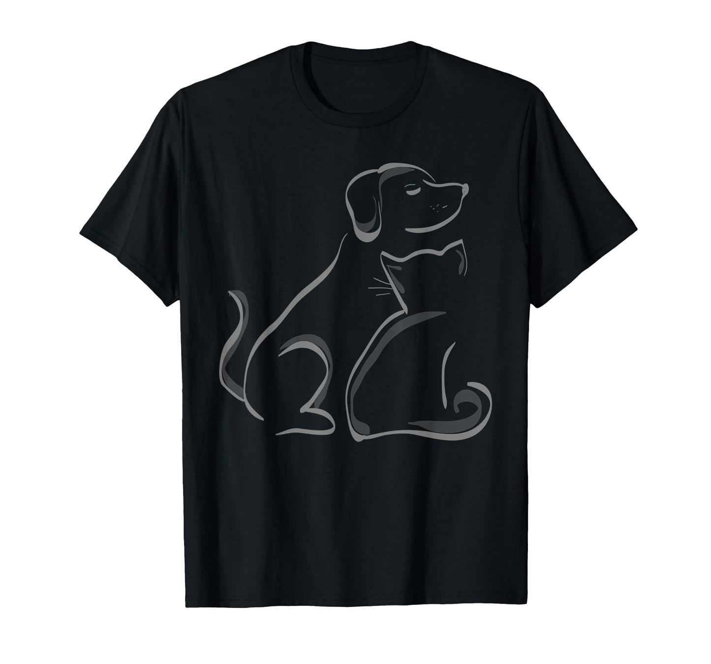 A cat and a dog silhoutte friendship t-shirt T-Shirt
