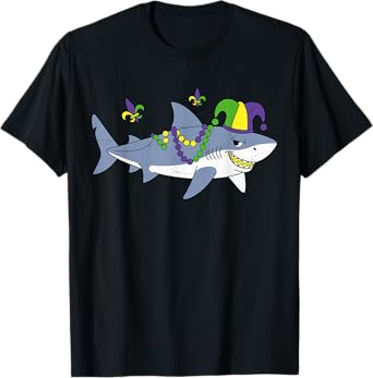 Mardi Gras Carnival Jester Shark Animal Lover Funny Shark T-Shirt