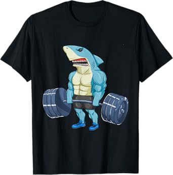 Funny Shark Weightlifting Bodybuilder Muscle Fitness T-Shirt