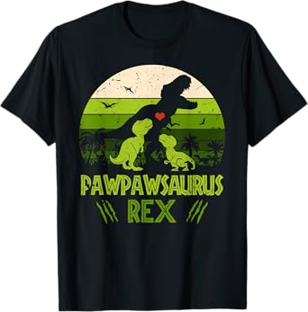 Pawpawsaurus Rex 2 Kids Sunset Tshirt For Fathers Day Gift T-Shirt
