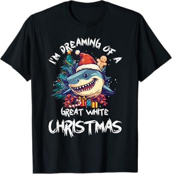 Christmas Shark Santa Hat Xmas Santa Jaws Funny Shark Pun T-Shirt