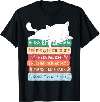 Jane Austen Book Stack Funny Literary Literature T-Shirt