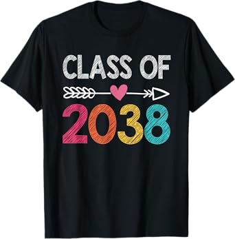 Class Of 2038 Kindergarten Pre K Grow With Me Graduation T-Shirt