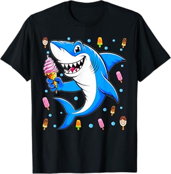 Adorable Shark Licking Ice Cream Cute Shark Lovers T-Shirt
