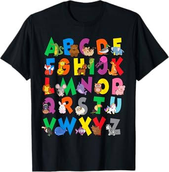 Funny Animal Alphabet ABCs Learning Letters For Pre K T-Shirt