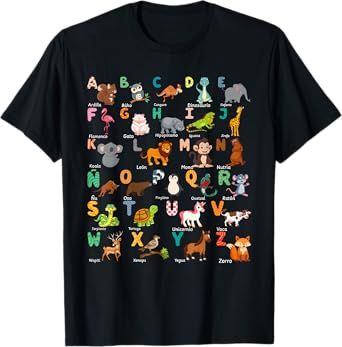 Animal Alphabet ABCs Spanish Learning T-Shirt