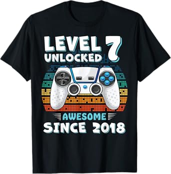 7 Year Old BDay Decorations Son Boy 7yr 2018 7th Birthday T-Shirt
