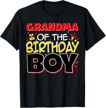 Grandma Of The Birthday Boy Family Party Birthday Outfit T-Shirt