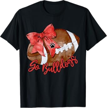 Go Cheer Bulldogs Sports Name Gifts Men Women Coquette Bow T-Shirt