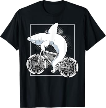 Shark On A Bicycle Cycling Biking Riding Cyclists Gift T-Shirt