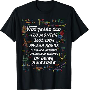 Square Root of 100 10th Birthday 10 Years Old Math Nerd T-Shirt