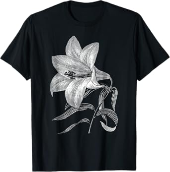 Lily Flower Retro Vintage Floral Graphic Gift - White Lily T-Shirt