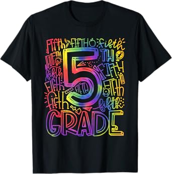 5th Grade Typography Back To School First Day of Fifth Grade T-Shirt