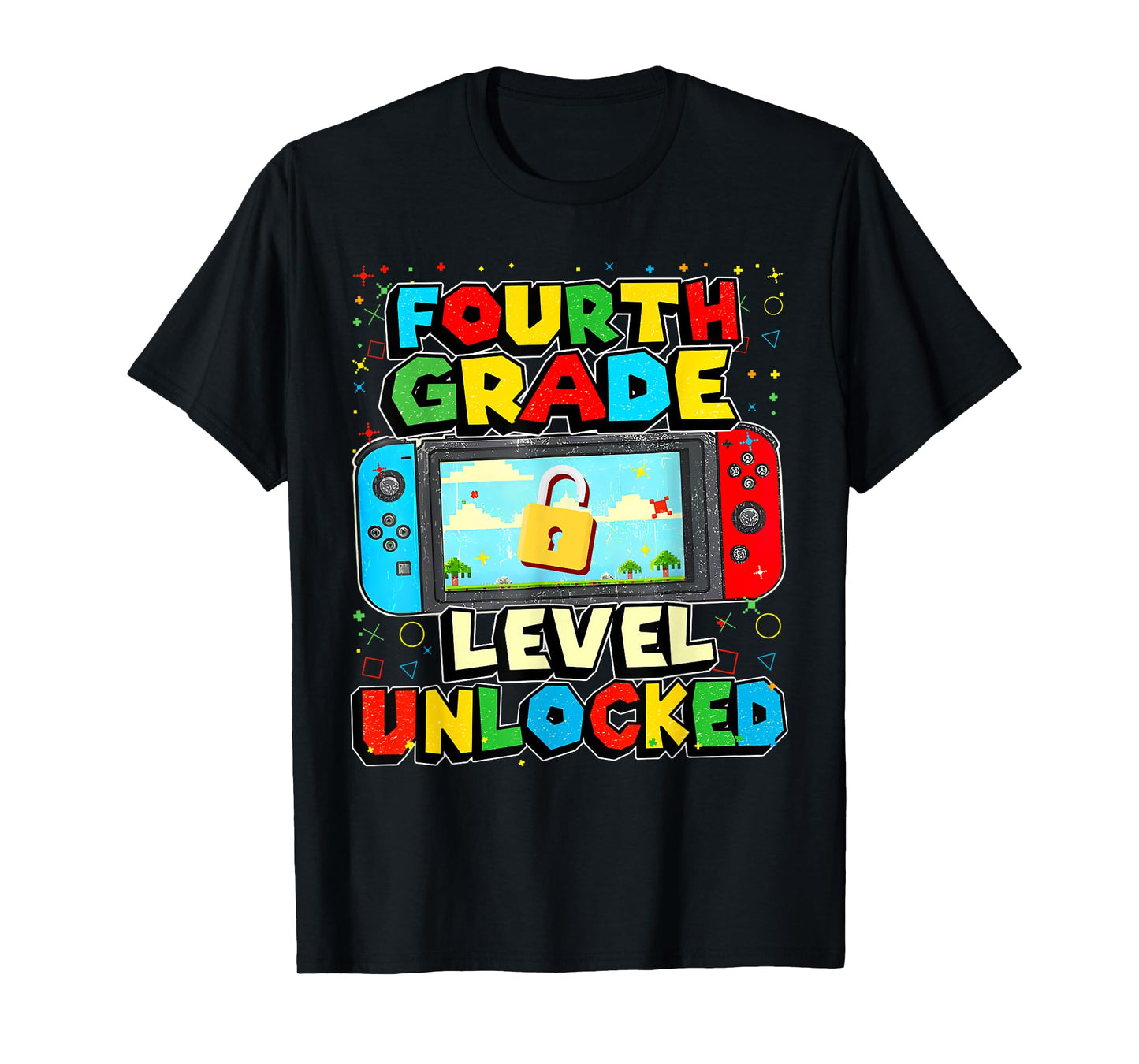 4th Grade Level Unlocked Funny Gamer Boys Back To School T-Shirt